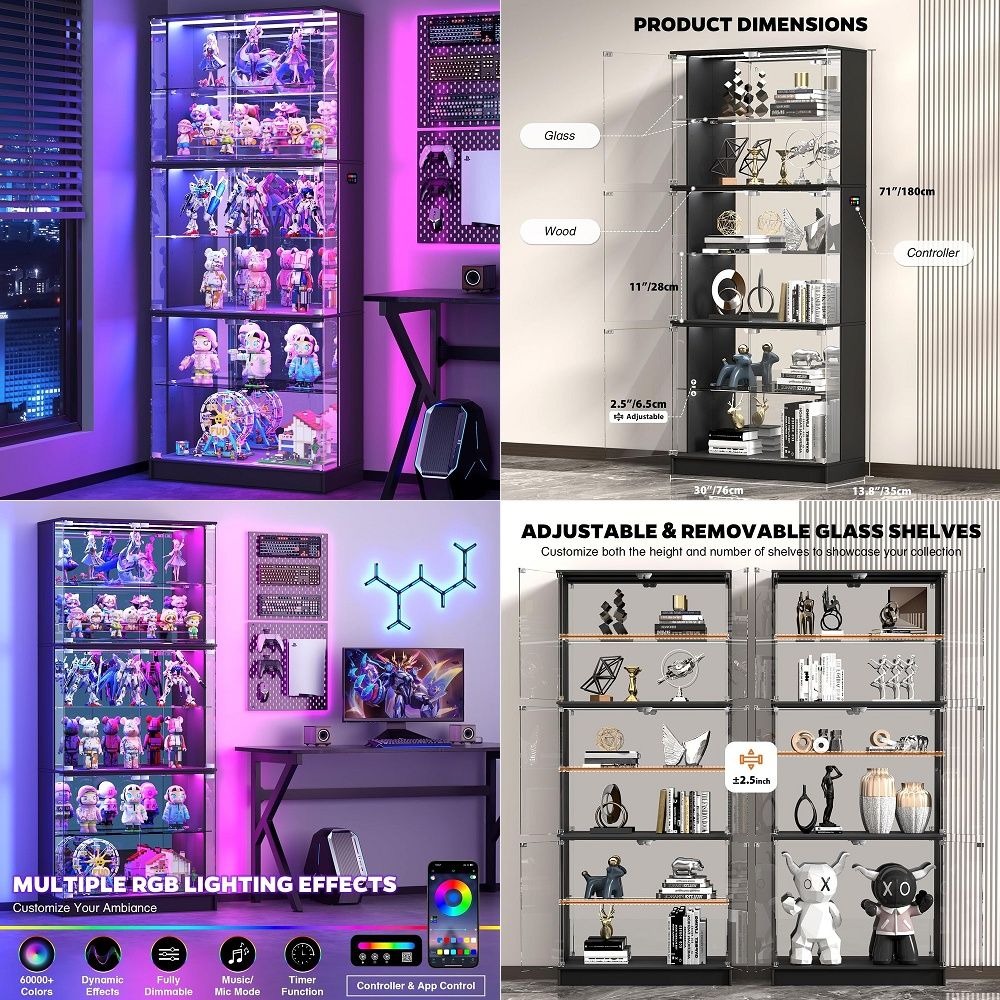 Glass Cabinet Display - Armário Expositor com Portas de Vidro,