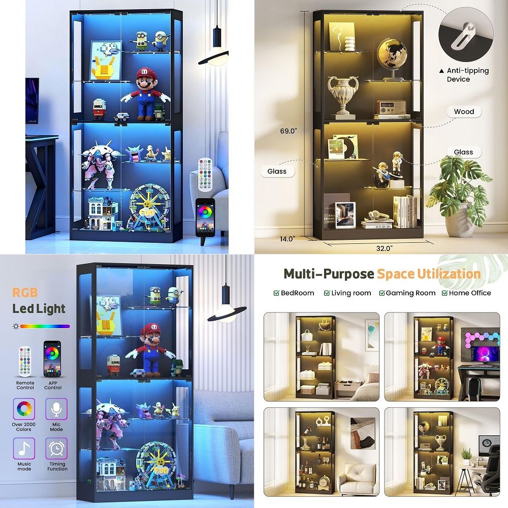 Glass Cabinet Display - Armário Expositor com Portas de Vidro