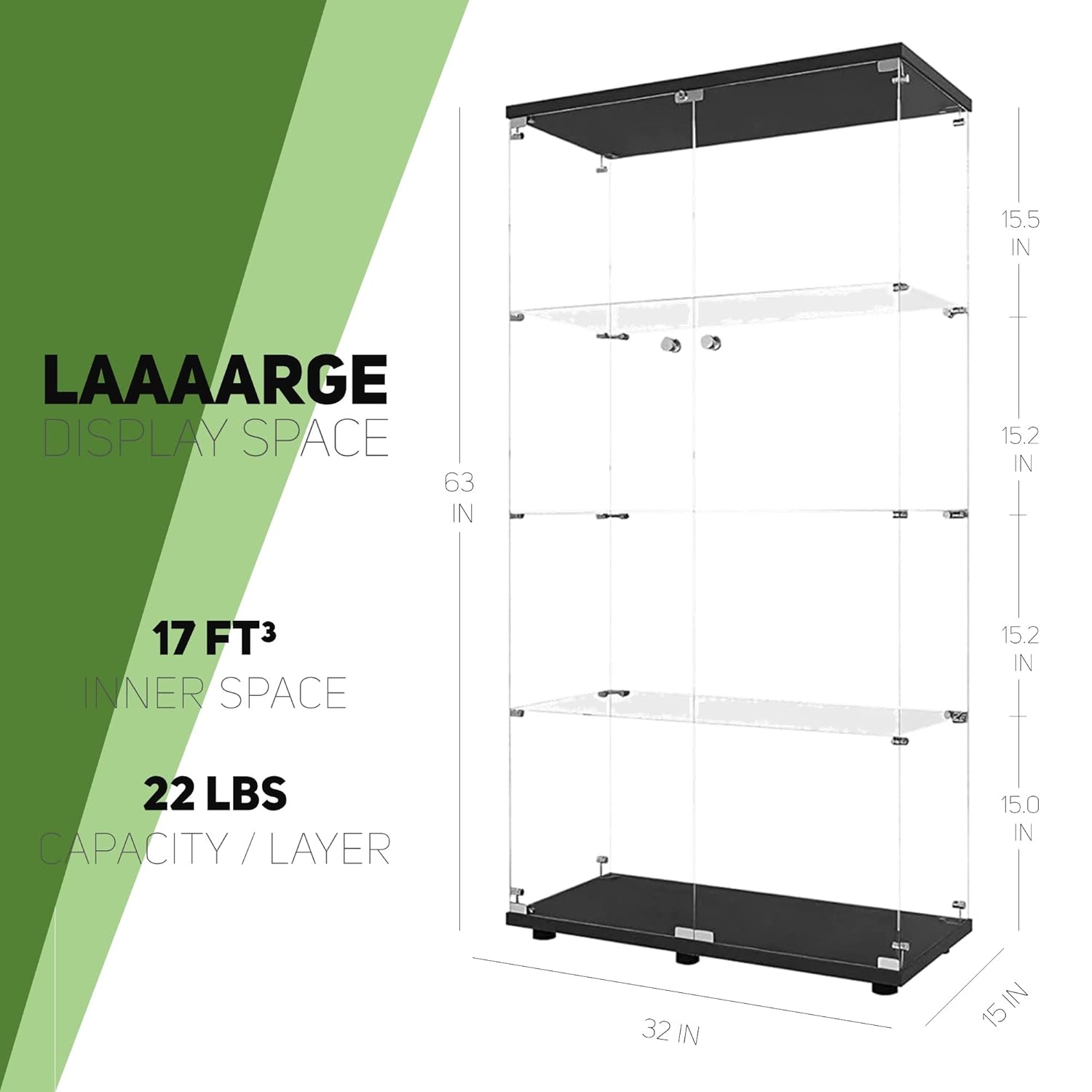 Armário de Vidro com 4 Pratele - Glass Cabinet Display avaliação e preço