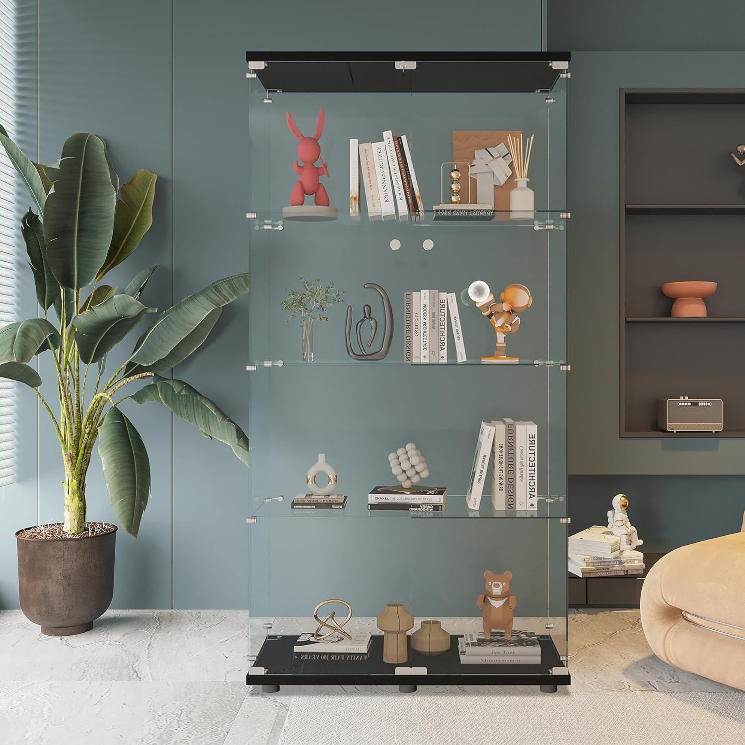 Armário de Vidro com 4 Pratele - Glass Cabinet Display avaliação e preço
