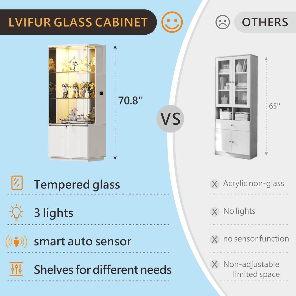 Armário Expositor Alto de 71 P - Glass Cabinet Display avaliação e preço